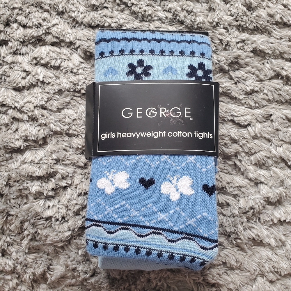 George girls blue heavyweight cotton tights